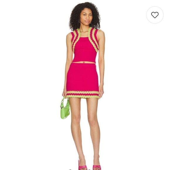 NWT Majorelle Jeneli Crochet Crop Top in Hot Pink & Lime Revolve XS - Picture 13 of 13